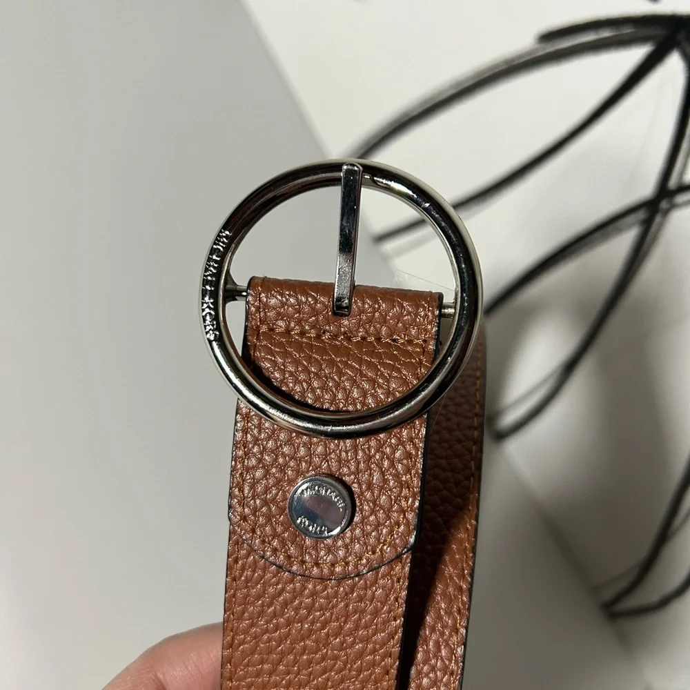 Michael Kors Brown Leather Belt with Silver Buckle, Reversible - Picture 3 of 7